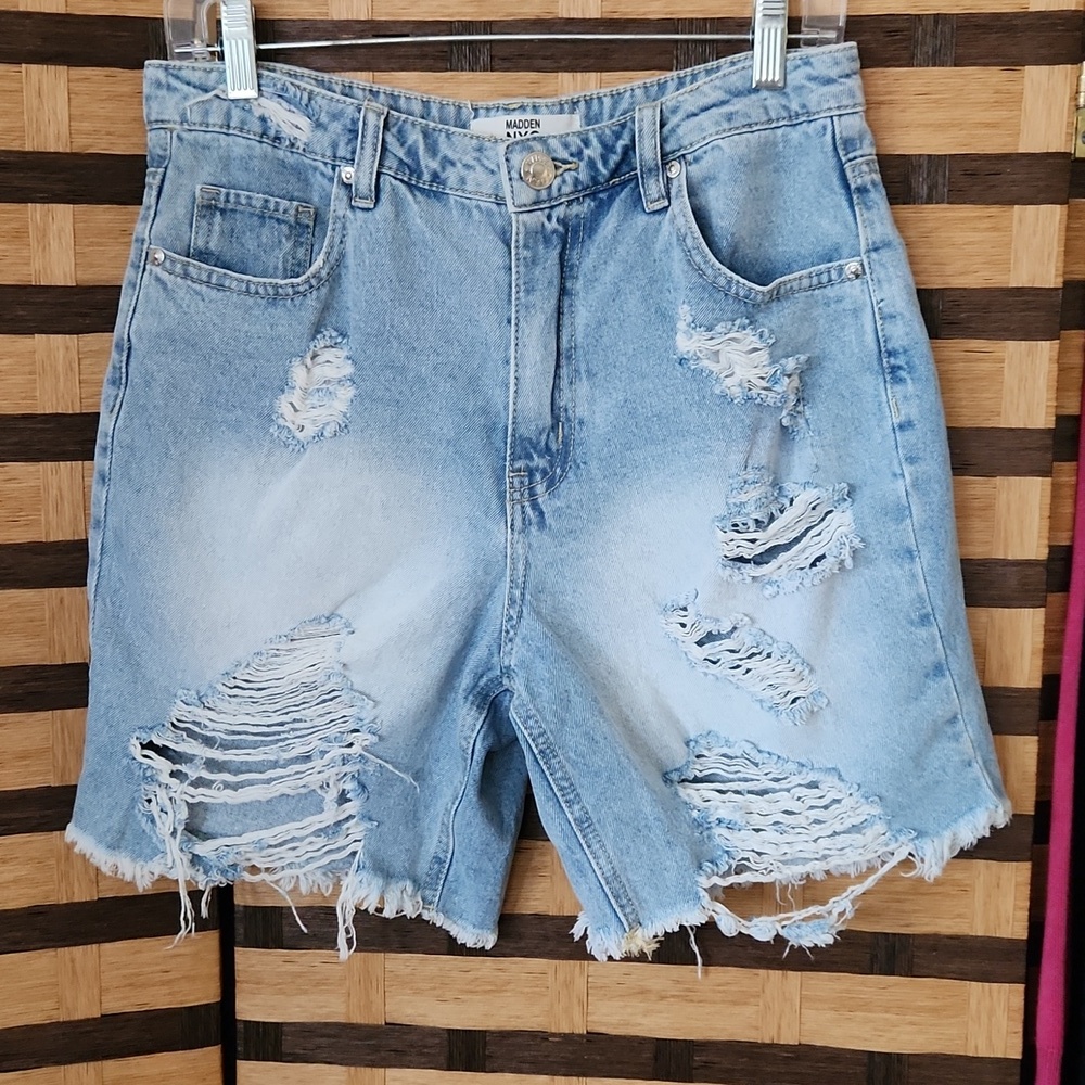 Madden NYC hi rise ripped look shorts